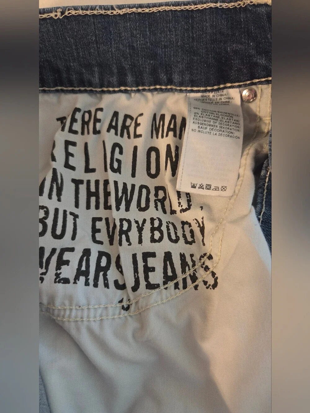 True Religion Ricky Relaxed Straight Jeans Blue Size 46 Flap Pocket Stretch
